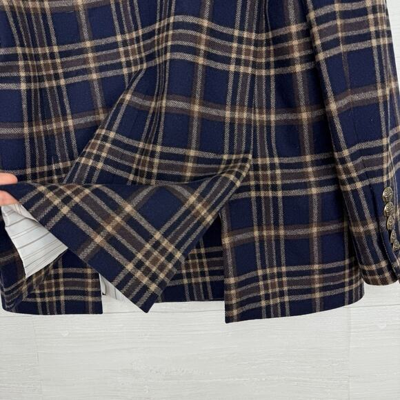 Veronica Beard Double Basted Blazer Size 14 Navy Plaid Wool Oria Dickey Academia - Picture 9 of 16